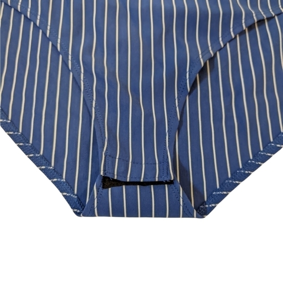 MARK. Ruffle blue striped bodysuit large - Picture 4 of 5